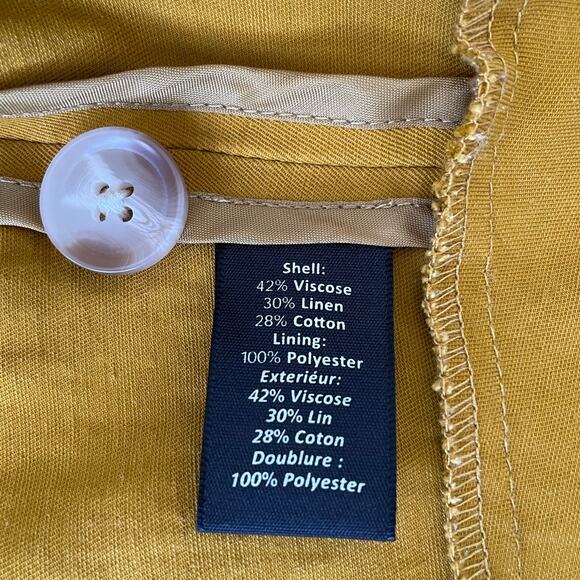 Elizabeth And James Yellow Linen Blend Blazer Women's Size 6 - Picture 8 of 13